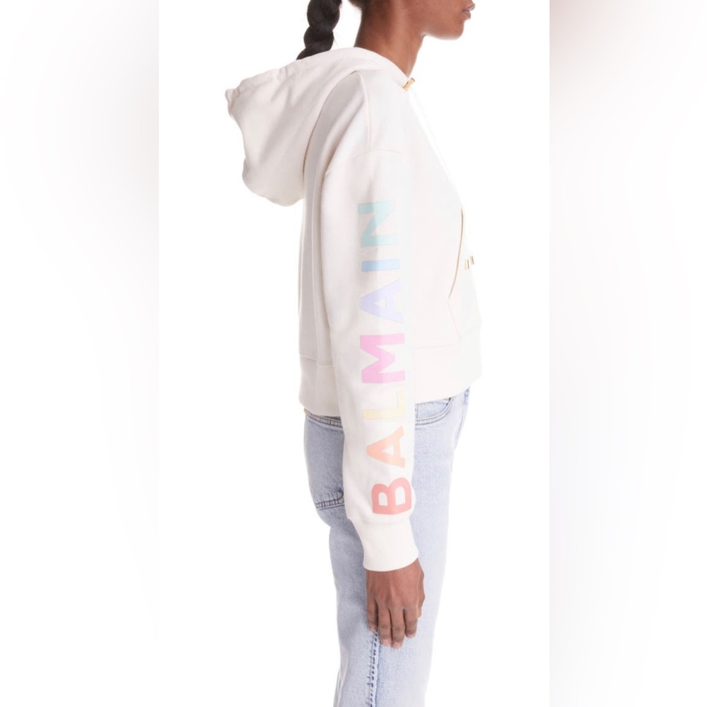 Balmain
Logo Crop Stretch Cotton Hoodie